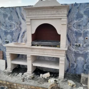 باربیکیو سنگی روشویی دار طرح مدادی